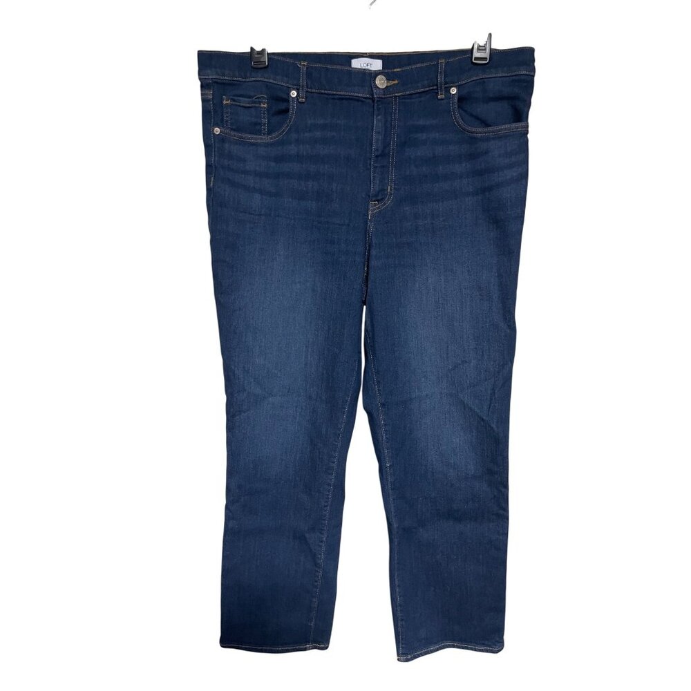 LOFT Outlet Womens Boyfriend Stretch Jeans Size 16 Dark Wash Cotton Blend